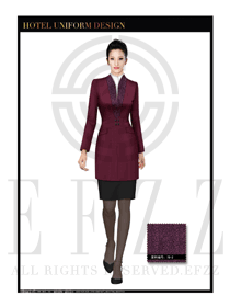 玫紅色女款酒店行李生制服設(shè)計圖1115