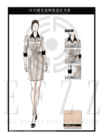 時尚卡其色OL女職業(yè)裝制服設(shè)計圖581