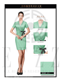 粉綠色OL女職業(yè)裝制服設(shè)計圖593