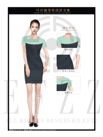 淺綠色修身款OL女職業(yè)裝制服設計圖601