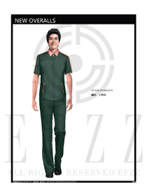 墨綠色男款短袖夏裝工程服服裝款式圖189