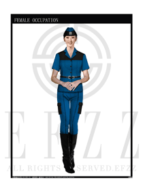 時(shí)尚藍(lán)色女款保安服短袖制服設(shè)計(jì)圖265
