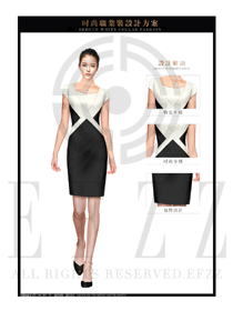OL時(shí)尚黑色女職業(yè)裝夏裝制服設(shè)計(jì)圖667
