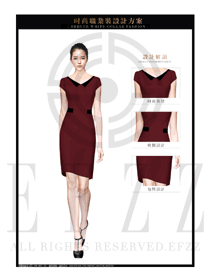 玫紅色OL女款夏裝制服款式圖672