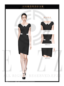 OL時尚黑色女職業(yè)裝夏裝制服設(shè)計圖673