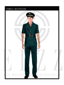 時(shí)尚墨綠色男款保安服短袖制服設(shè)計(jì)圖303