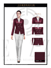 棗紅色修身款女職業(yè)套裝服裝款式圖1335
