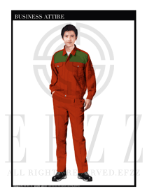 時尚橘紅色春秋男款工程服服裝款式圖1025