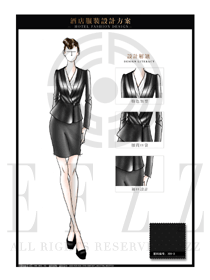 大師手繪黑色女款酒店經(jīng)理制服設(shè)計(jì)圖457