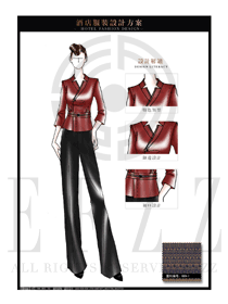 酒紅色女款酒店民族特色服裝款式設計圖178