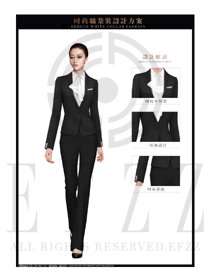時尚黑色女款職業套裝制服設計圖1356
