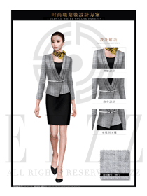 時尚淺灰色女款職業(yè)套裝制服設計圖1358