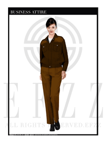 棕色女款春秋工程服服裝設(shè)計圖1044