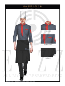 藏藍色西式餐廳男款廚師制服設(shè)計圖396