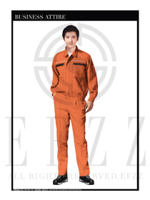 時(shí)尚橙色男款長(zhǎng)袖工廠工作制服設(shè)計(jì)圖1061