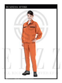 橙色女款長袖維修技工服裝款式設計圖1062