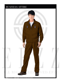 時(shí)尚棕色男款長(zhǎng)袖工程制服設(shè)計(jì)圖1067