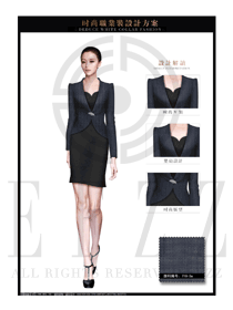 時(shí)尚灰色女款職業(yè)套裝制服設(shè)計(jì)圖1380