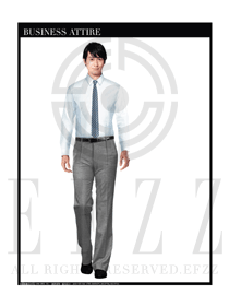 淺藍色男職業裝長袖襯衫制服設計圖259