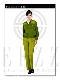 時尚淺綠色女款長袖工程制服設計圖1084