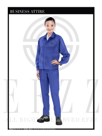 時(shí)尚淺藍(lán)色女款長(zhǎng)袖車間工作服裝制服設(shè)計(jì)圖1094