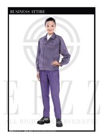 淺紫色長袖女款工程服款式設(shè)計圖1098