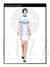 白色立領長裙款按摩技師制服設計圖1378