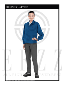 時(shí)尚藍(lán)色長袖女款工程服款式設(shè)計(jì)圖1105