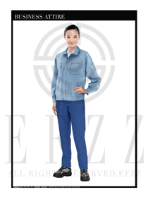 淺藍色女款長袖車間工作制服設(shè)計圖1110