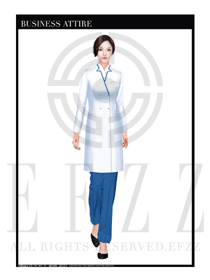 白色長(zhǎng)袍款按摩技師制服設(shè)計(jì)圖1384
