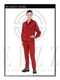 時(shí)尚酒紅色長(zhǎng)袖女款工程服制服設(shè)計(jì)圖1127