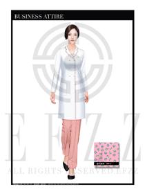 時(shí)尚白色長(zhǎng)裙寬松款按摩技師制服設(shè)計(jì)圖1406