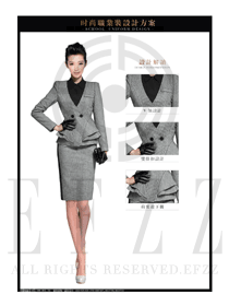 灰色韓版修身款女秋冬職業裝制服設計圖1416