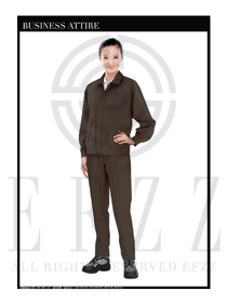時(shí)尚深灰色長(zhǎng)袖女款工程服裝制服設(shè)計(jì)圖1135