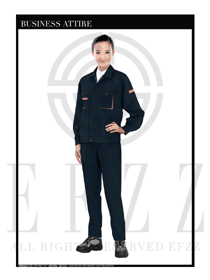 藏青色女款長袖車間春秋工程服裝款式圖1144