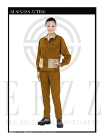 棕色女款長(zhǎng)袖春秋工程服制服設(shè)計(jì)圖1159