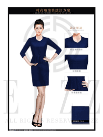 藏藍色修身款女秋冬職業裝制服設計圖1424