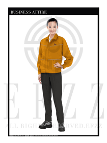 時尚橙色女款春秋工程服制服設計圖1168