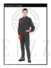 深灰色長袖女款4S店春秋工程服制服設計圖1172