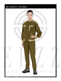 時尚長袖女款車間春秋工程服款式設計圖1175
