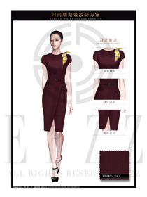 OL時尚紅色女職業(yè)裝夏裝制服設(shè)計圖686