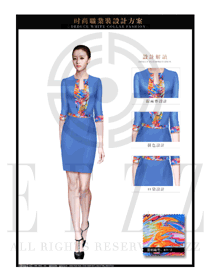 藍色ol時尚女職業裝夏裝制服設計圖688