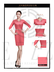 OL時尚紅色女職業裝夏裝制服設計圖695