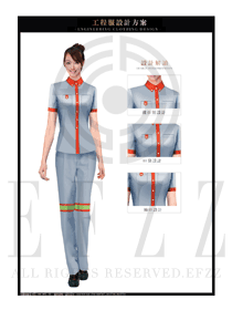 銀白色女款工程服短袖服裝款式圖093