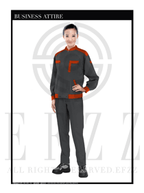 灰色長袖女款4S店春秋工程服制服設計圖1176