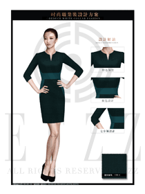 時尚墨綠色修身款專賣店營業(yè)員制服設計圖1511
