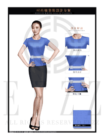 新款天藍色修身款女職業裝夏裝制服設計圖717