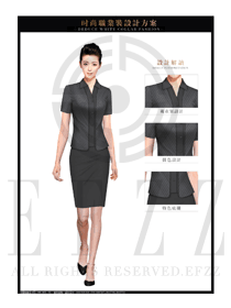 新款黑色修身款女職業裝夏裝制服設計圖723