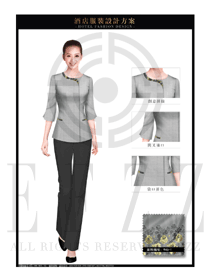 時尚灰色短袖女款客房服務員制服設計圖620