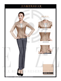時尚卡其色韓版修身款酒店大堂經理制服設計圖1123